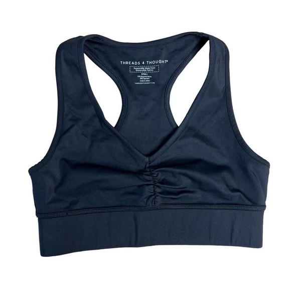 NWOT Threads 4‎ Thought Racerback Sports Bra Ruched V-Neck Small - Picture 1 of 5